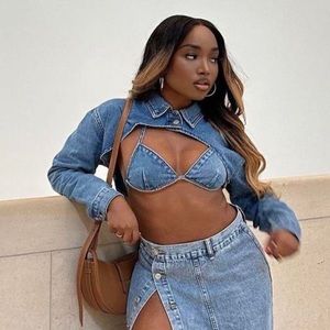 Denim bralette and jacket